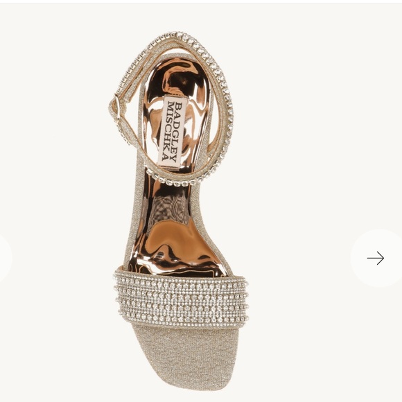 Badgley Mischka Becca Platino Strappy Block Heel Platinum Size 7.5 - Picture 3 of 9